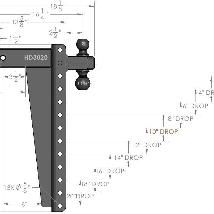 BulletProof Hitches 3.0" Heavy Duty 20" Drop/Rise Hitch — image 4