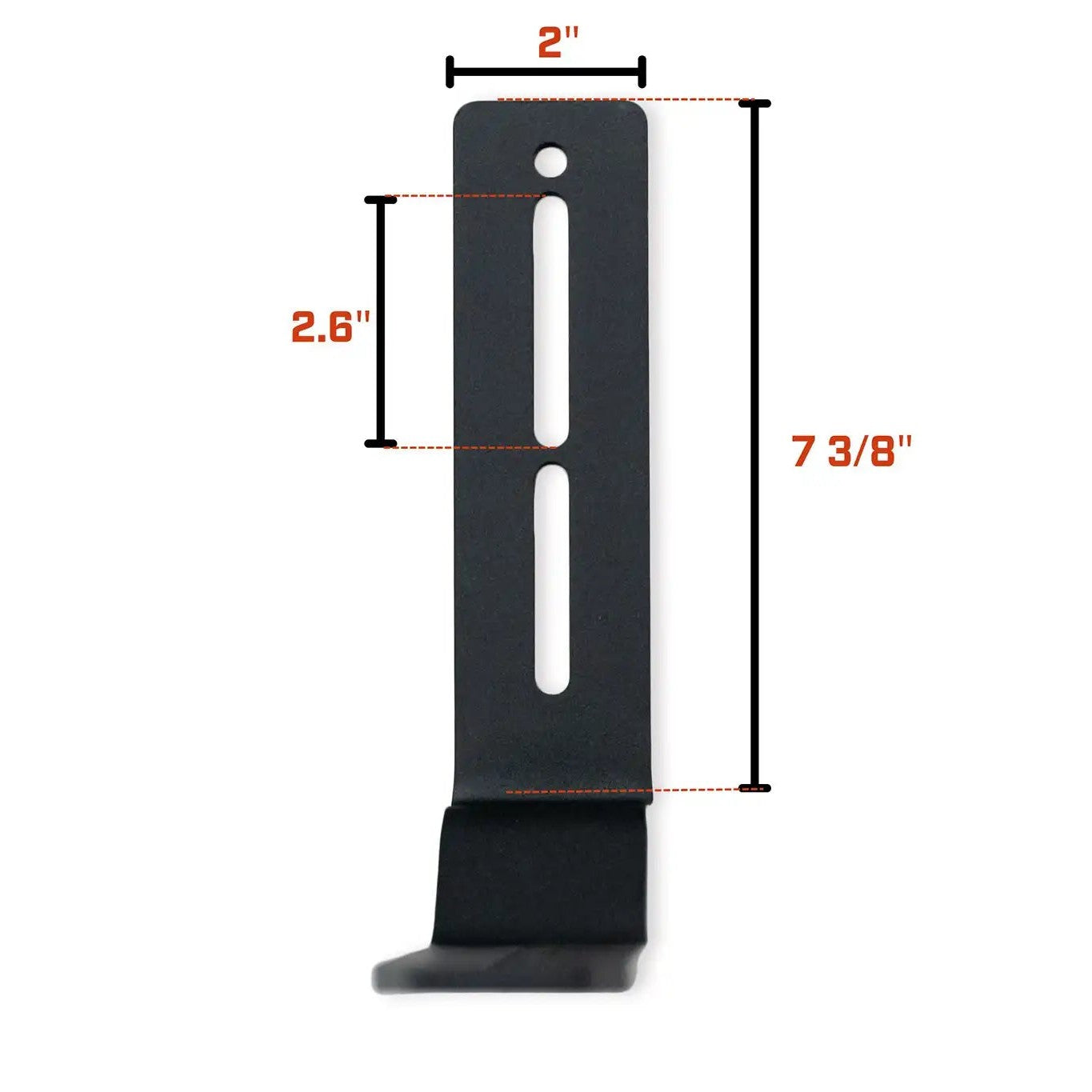 Awning side mounting hole measurements diagram on the FSR Universal Awning Bracket from Free Spirit Recreation for platform style roof racks