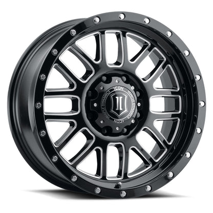ICON Alloys Alpha 20x9 8x180 +12mm Gloss Black Milled Windows Wheel — image 1
