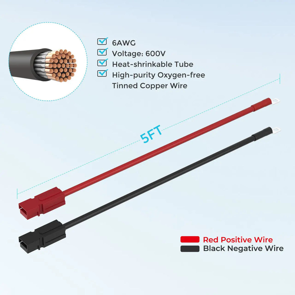 Renogy 5FT 6AWG Anderson Adapter Cable（Anderson PP75 - 3/8 in Lugs） Renogy