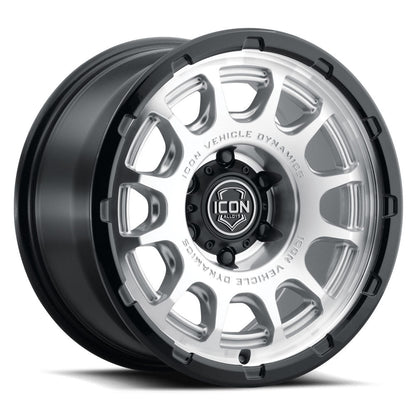 ICON Alloys Rancho 17x8.5 6x5.5 0mm Silver Machined Gloss Black Lip Wheel — image 1