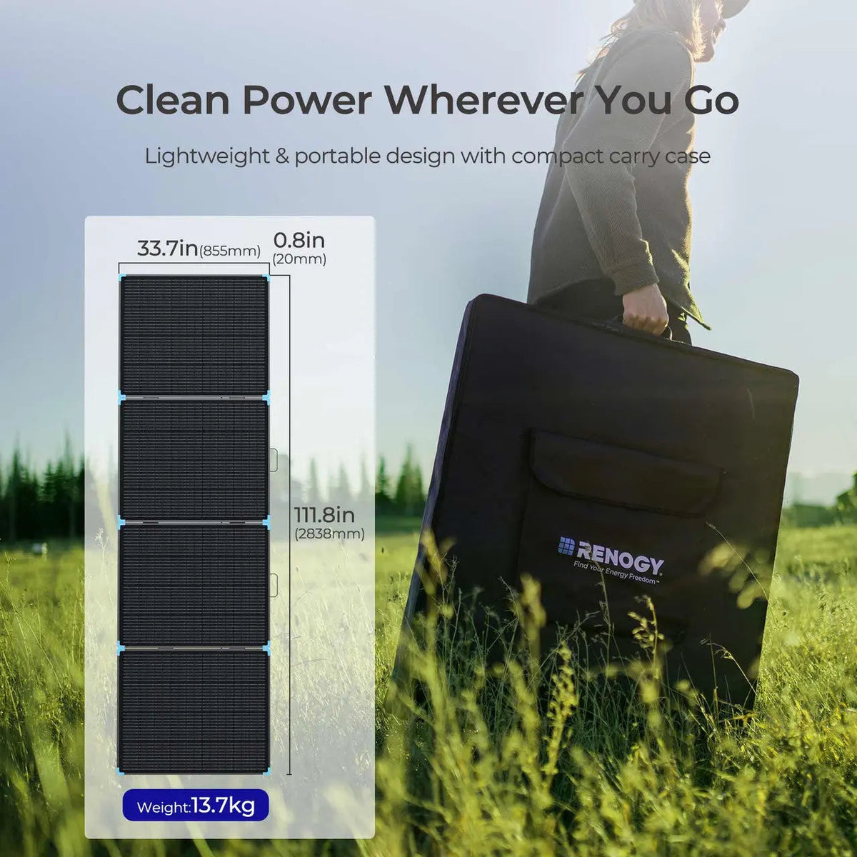 Lightweight foldable 400w monocrystalline solar panel suitcase weighing 30 lbs