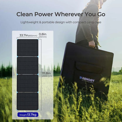 Lightweight foldable 400w monocrystalline solar panel suitcase weighing 30 lbs
