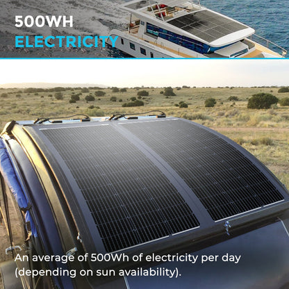 Lightweight 100w solar panels installed on a camper van roof