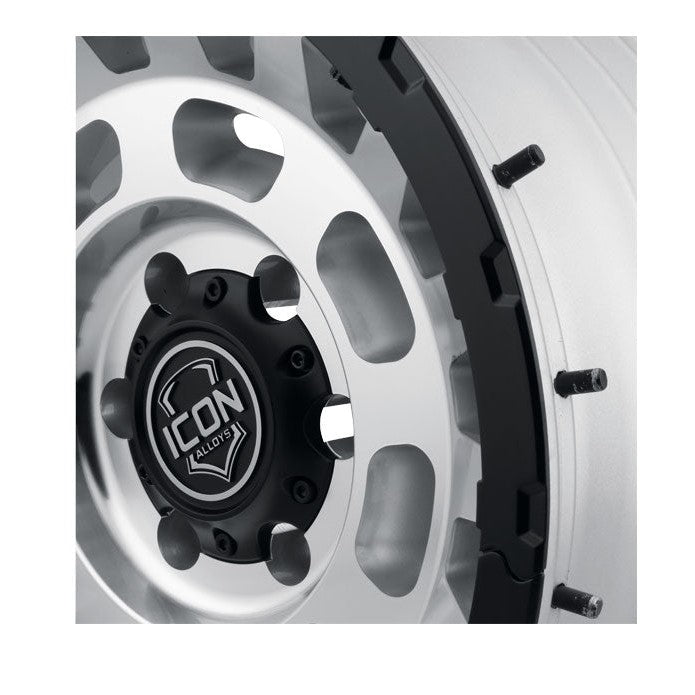 ICON Alloys Hammer PRO 17x8.5 5x150 +25mm Silver Machined Wheel — image 3