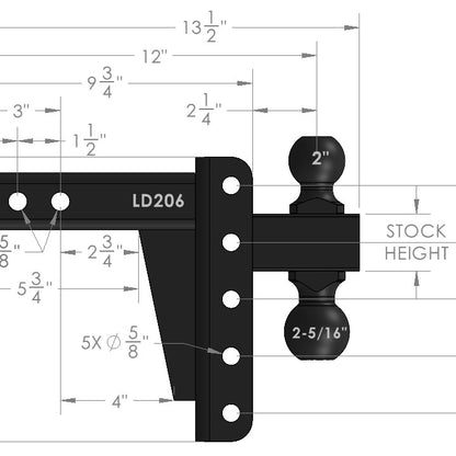BulletProof Hitches 2.0 Inch Light Duty 6 Inch Drop Rise Ball Mount Hitch — image 5