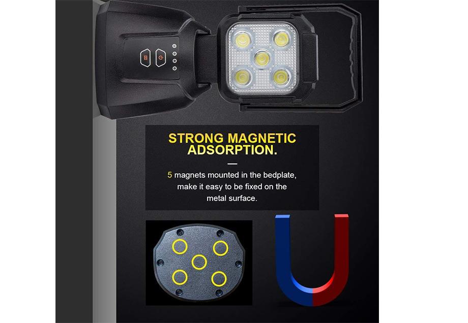 15W Magnetic Base Rechargeable LED Work/Camp Light