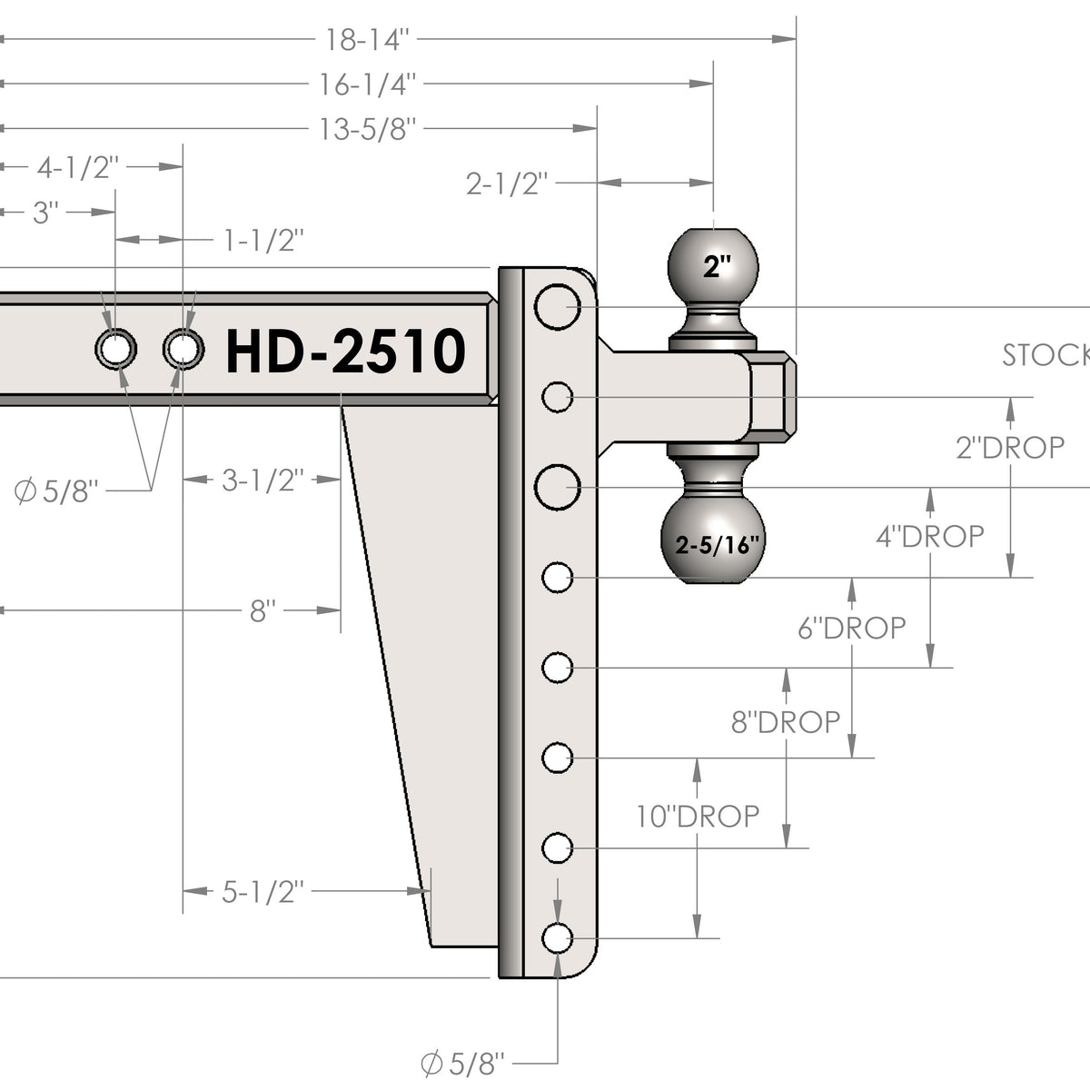 BulletProof Hitches 2.5" Heavy Duty 10" Drop or Rise Adjustable Ball Mount Hitch — image 5