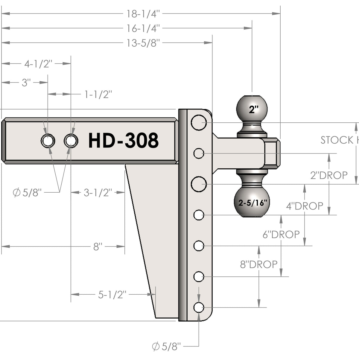 BulletProof Hitches Heavy Duty 3.0" Shank 8" Drop Rise Tow Hitch — image 5
