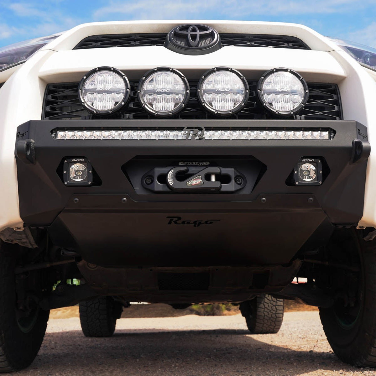 Front View of Skid Plate for Center Mount Front Bumpers: 2014-2024 Toyota 4Runner