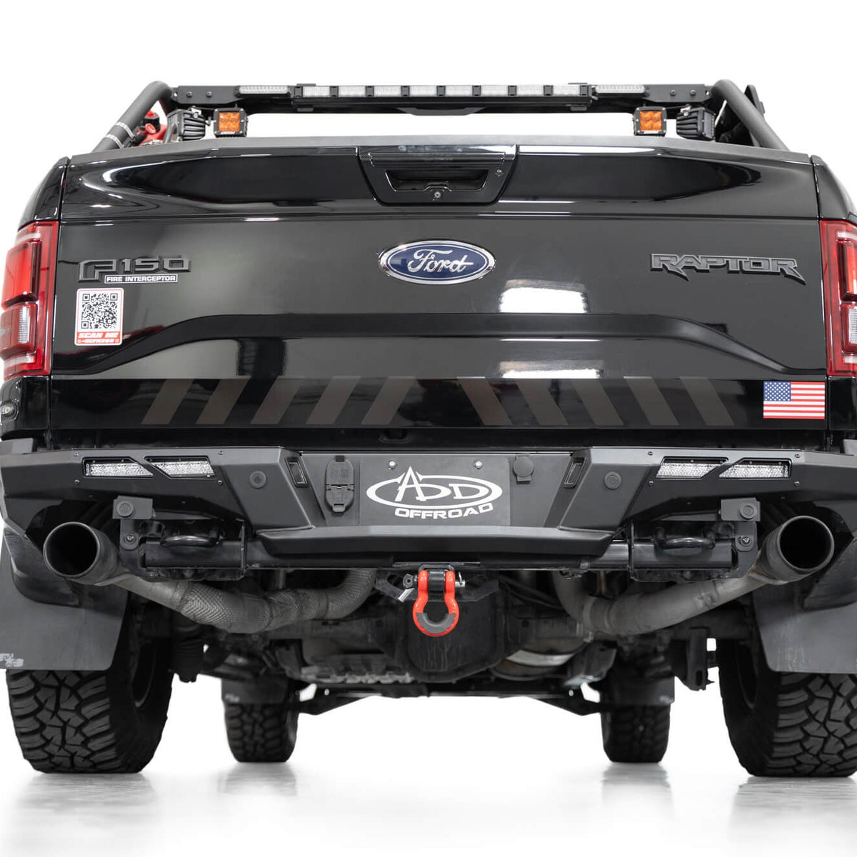 Low Rear View of the 2017-2020 Ford F-150 Raptor Phantom Rear Bumper