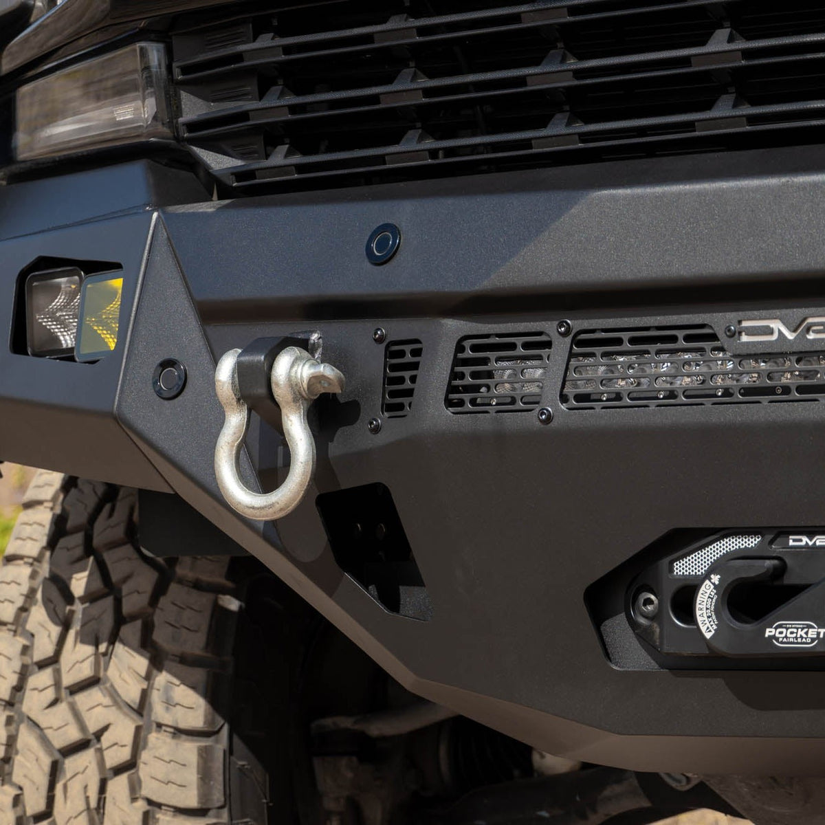 D-rings and lighting setup on the Spec Series Front Bumper for the 2019-2021 Chevy Silverado 1500