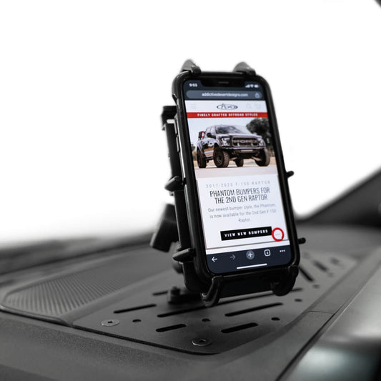 iPhone mounted on RAM mount to the 2021-2023 Ford F-150 & Raptor Digital Device Dash Mount