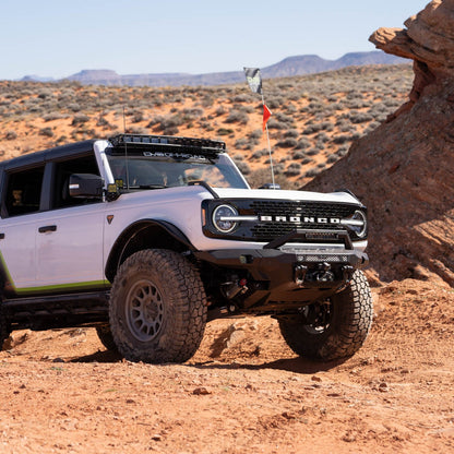 MTO V2 Front Bumper for the 2021-2024 Ford Bronco, on the trail