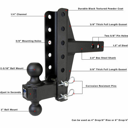 BulletProof Hitches Medium Duty 2-Inch Receiver 4 and 6 Inch Offset Adjustable Hitch — image 3