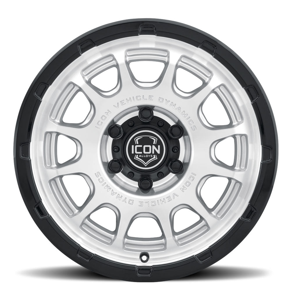 ICON Alloys Rancho 17x8.5 6x5.5 0mm Silver Machined Gloss Black Lip Wheel — image 2