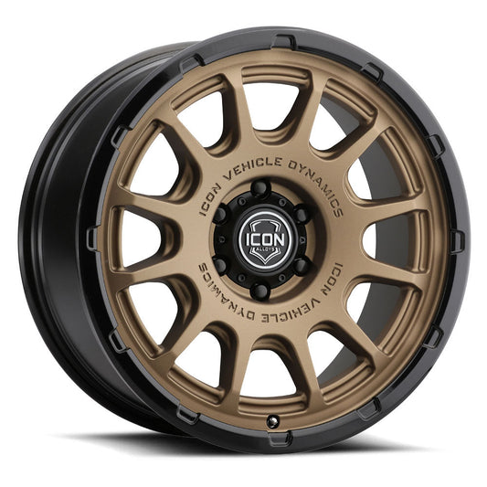 ICON Alloys Rancho 20x9 6x5.5 0mm Satin Bronze Gloss Black Lip Wheel — image 1