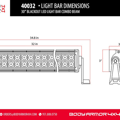 Body Armor 4x4 Blackout 30 Inch LED Light Bar Combo Beam — image 5