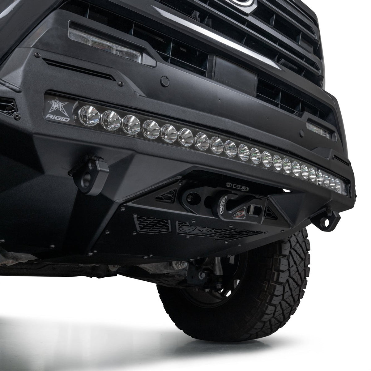 40" curved light bar on the Stealth Fighter Winch Front Bumper for the 4th Gen Toyota Tacoma