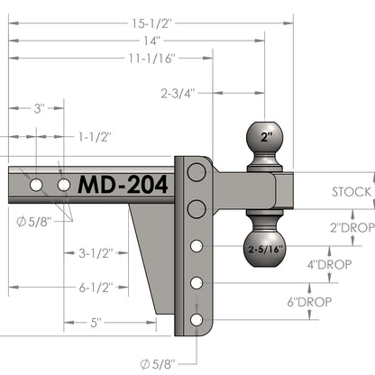 BulletProof Hitches Medium Duty 2.0" Receiver 4" Drop Rise Hitch — image 4