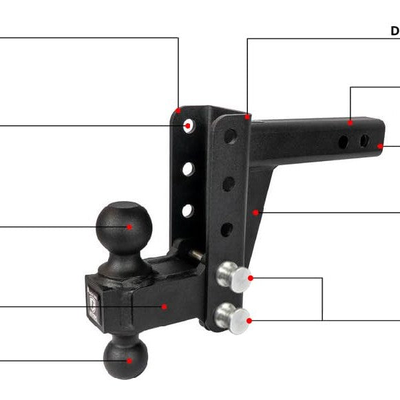 BulletProof Hitches Medium Duty 2.0 Receiver 4-Inch Drop Rise Dual Ball Hitch — image 3
