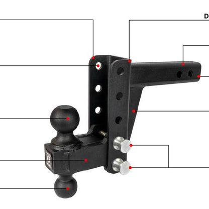 BulletProof Hitches Medium Duty 2.0 Receiver 4-Inch Drop Rise Dual Ball Hitch — image 3