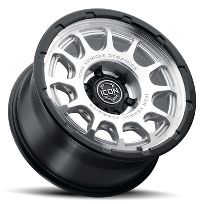 ICON Alloys Rancho 17x8.5 6x5.5 0mm Silver Machined Gloss Black Lip Wheel — image 3