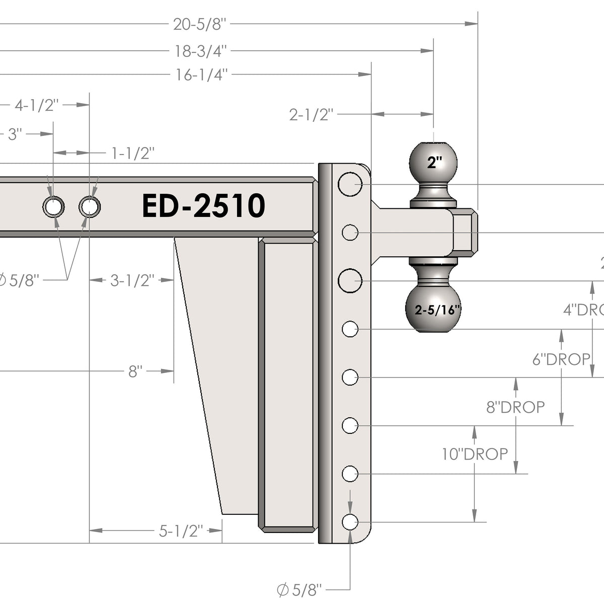 BulletProof Hitches Extreme Duty 2.5" Receiver 10" Drop Rise Hitch — image 4