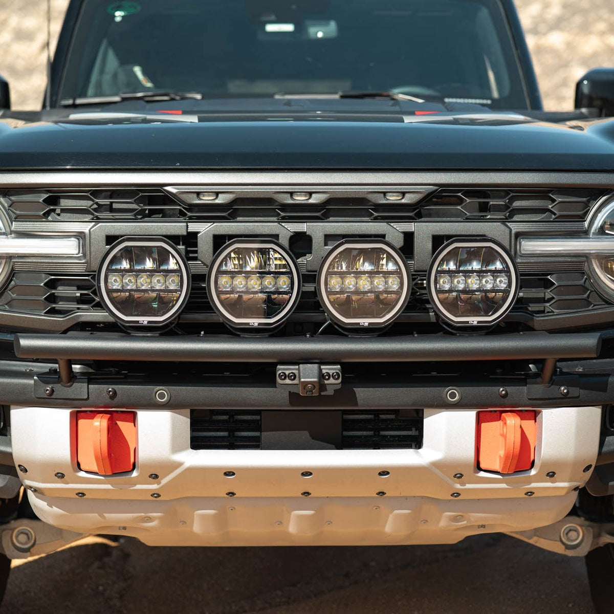 Ford Bronco Tube Push Bar with 7 inch halo lights