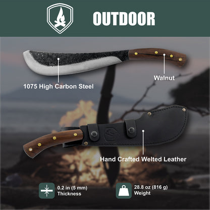 Condor Pack Golok 11 Inch Survival Knife with Leather Sheath