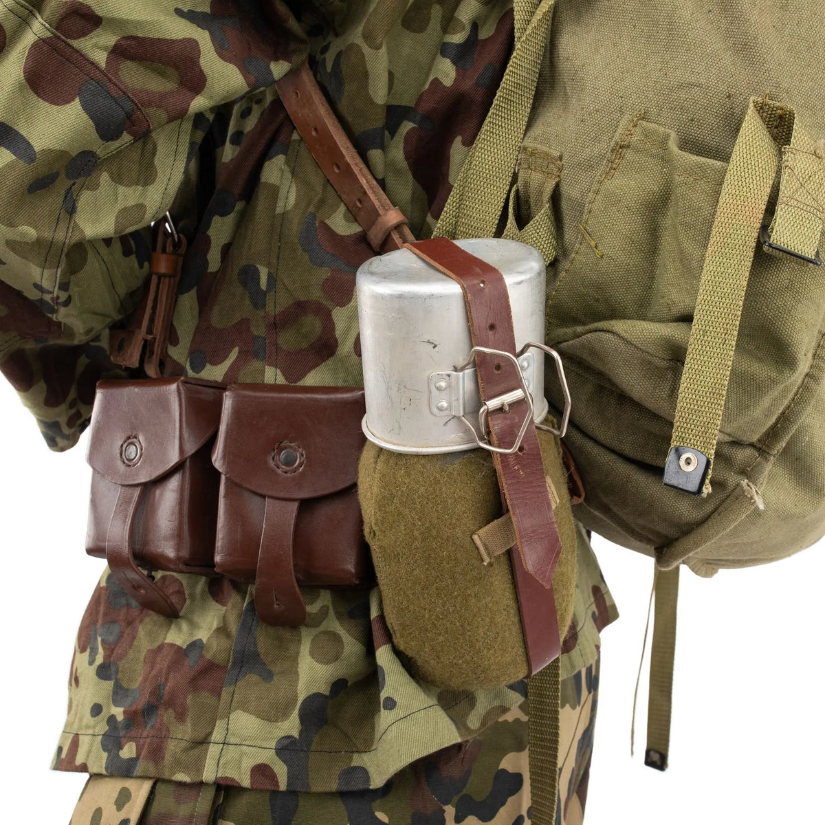 Romanian Wool-Covered Field Canteen with Aluminum Cup, Issued