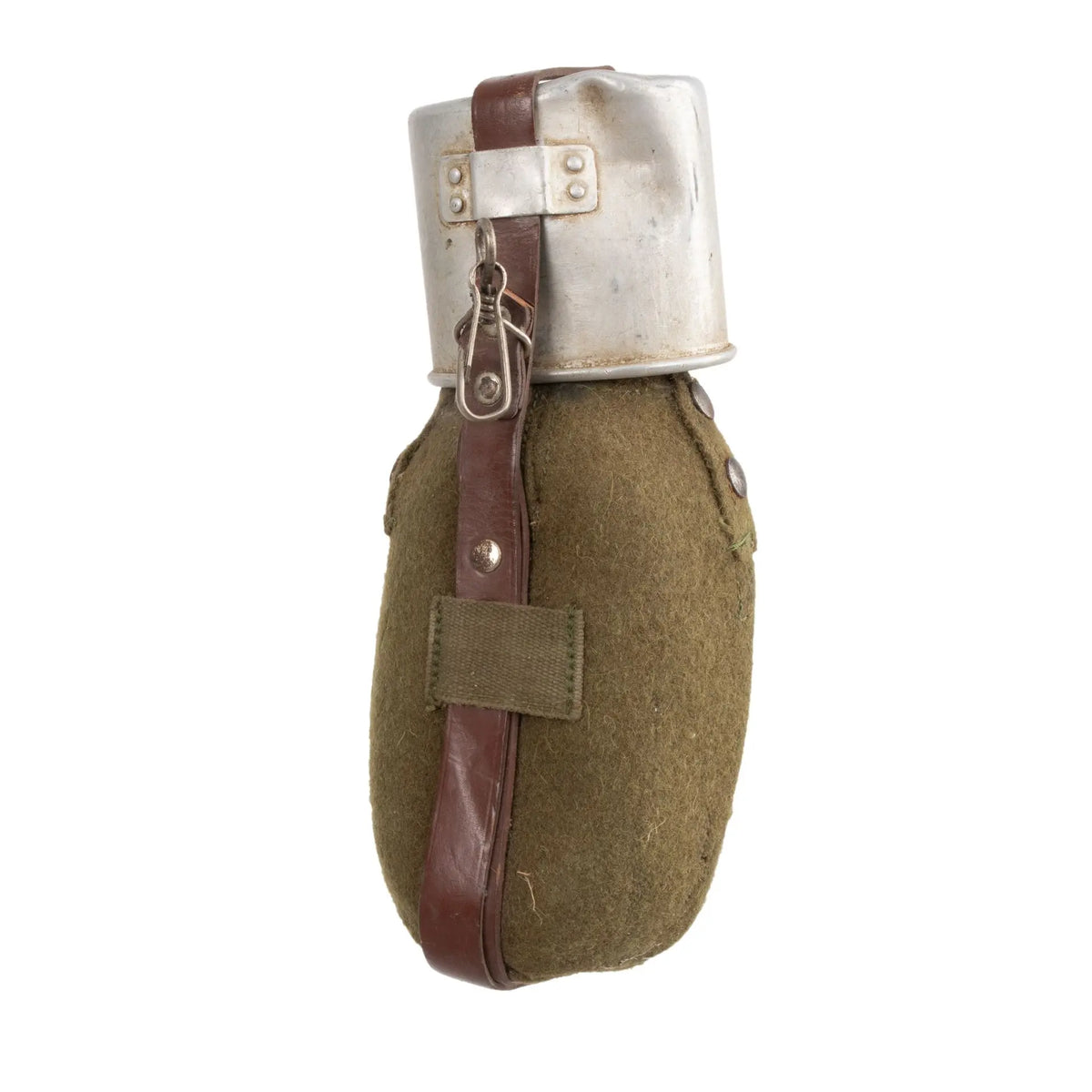 Romanian Wool-Covered Field Canteen with Aluminum Cup, Issued