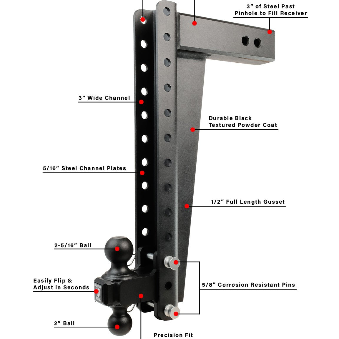 BulletProof Hitches 3.0" Heavy Duty 20" Drop/Rise Hitch — image 3