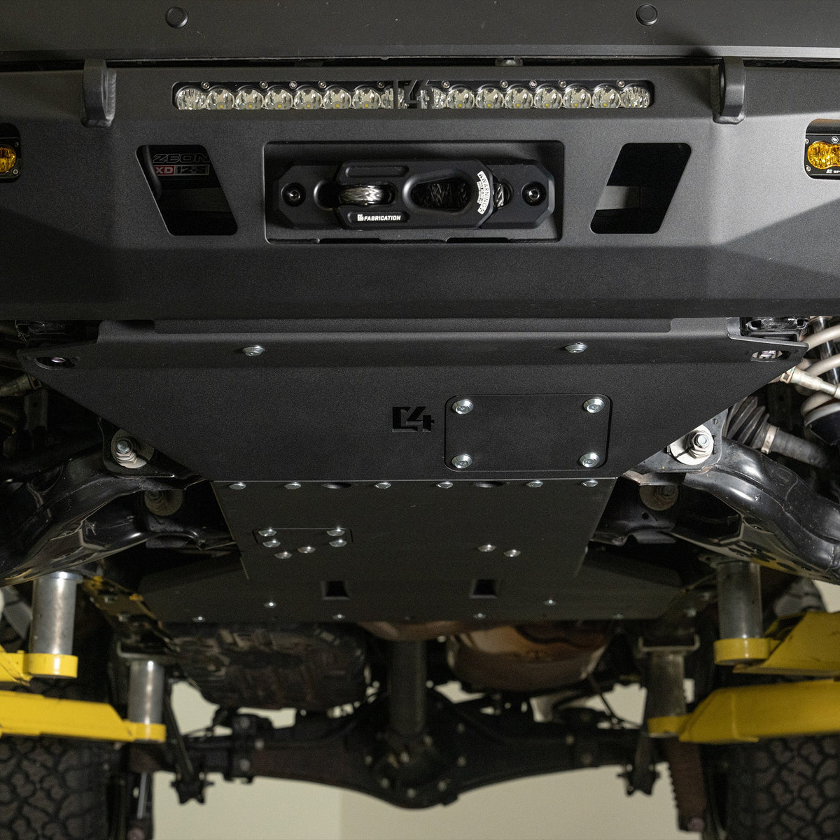Head on lifted view of the C4 Front Skid Plate for the 6th Gen 4Runner