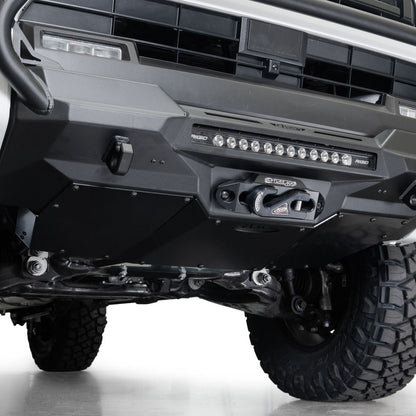 Close-up of 2025 Toyota 4Runner Stealth Center Mount Front Bumper with Top Hoop on a white background