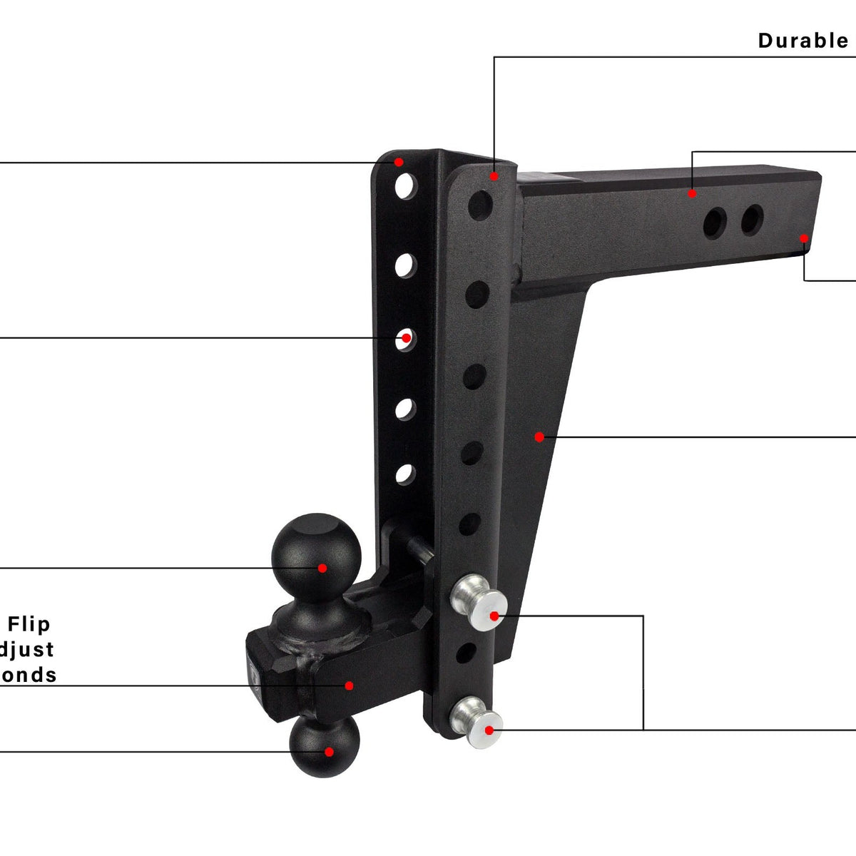 BulletProof Hitches 2.5" Heavy Duty 10" Drop or Rise Adjustable Ball Mount Hitch — image 4
