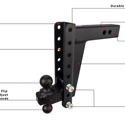 BulletProof Hitches 2.5" Heavy Duty 10" Drop or Rise Adjustable Ball Mount Hitch — image 4
