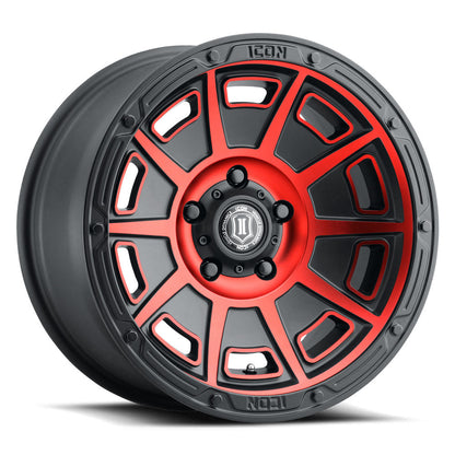 ICON Alloys Victory 17x8.5 5x4.5 0mm Satin Black with Red Tint Wheel — image 1