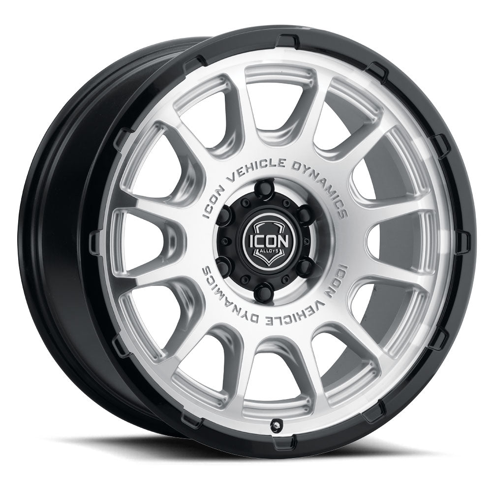 ICON Alloys Rancho 20x9 6x5.5 0mm Silver Machined Gloss Black Lip Wheel — image 1