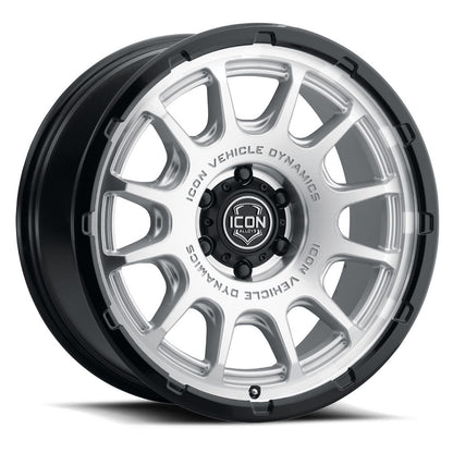 ICON Alloys Rancho 20x9 6x5.5 0mm Silver Machined Gloss Black Lip Wheel — image 1