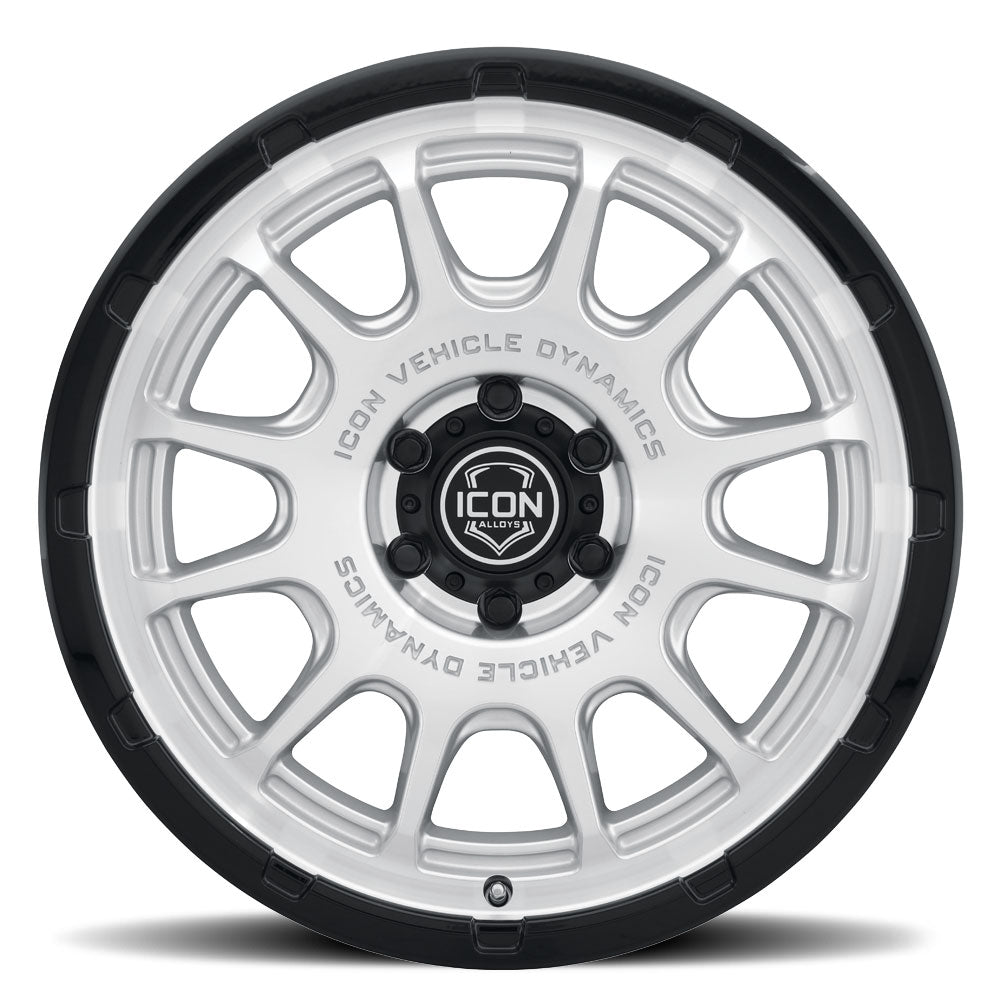 ICON Alloys Rancho 20x9 6x5.5 0mm Silver Machined Gloss Black Lip Wheel — image 2