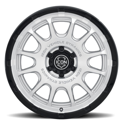 ICON Alloys Rancho 20x9 6x5.5 0mm Silver Machined Gloss Black Lip Wheel — image 2