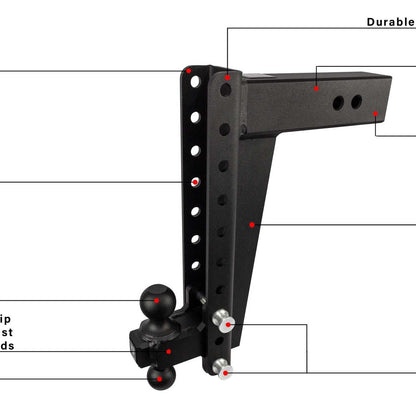 BulletProof Hitches 3.0" Heavy Duty 14" Drop/Rise Adjustable Ball Mount Hitch — image 4