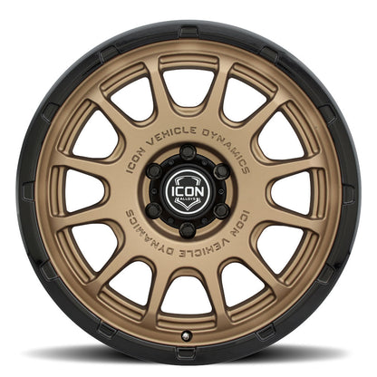ICON Alloys Rancho 20x9 6x135 +16mm Satin Bronze Gloss Black Lip Wheel — image 2