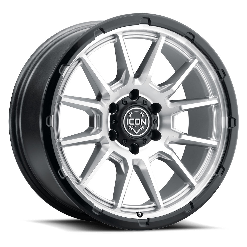 ICON Alloys Cajon 20x9 5x150 +16mm Silver Machined Gloss Black Lip Wheel — image 1
