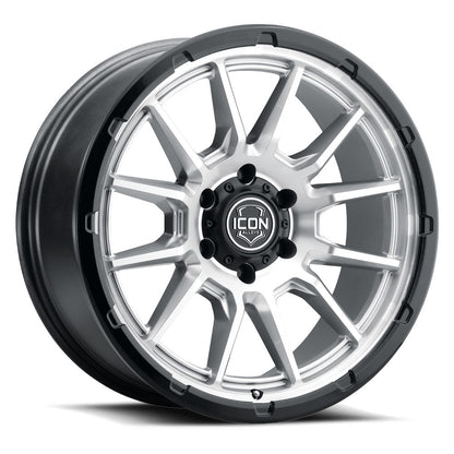 ICON Alloys Cajon 20x9 5x150 +16mm Silver Machined Gloss Black Lip Wheel — image 1