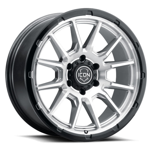 ICON Alloys Cajon 20x9 5x150 +16mm Silver Machined Gloss Black Lip Wheel — image 1