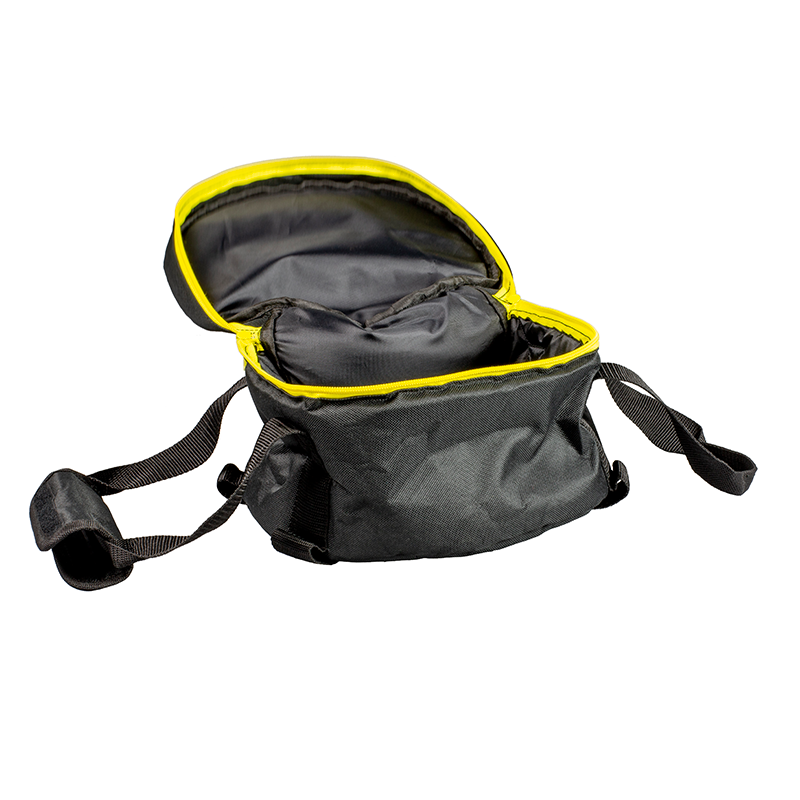 Tote bag unzipped and open.