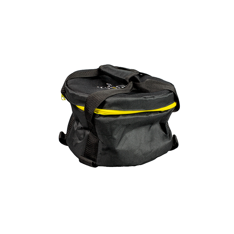 Tote bag with 2 handles connected together on top to facilitate carrying.