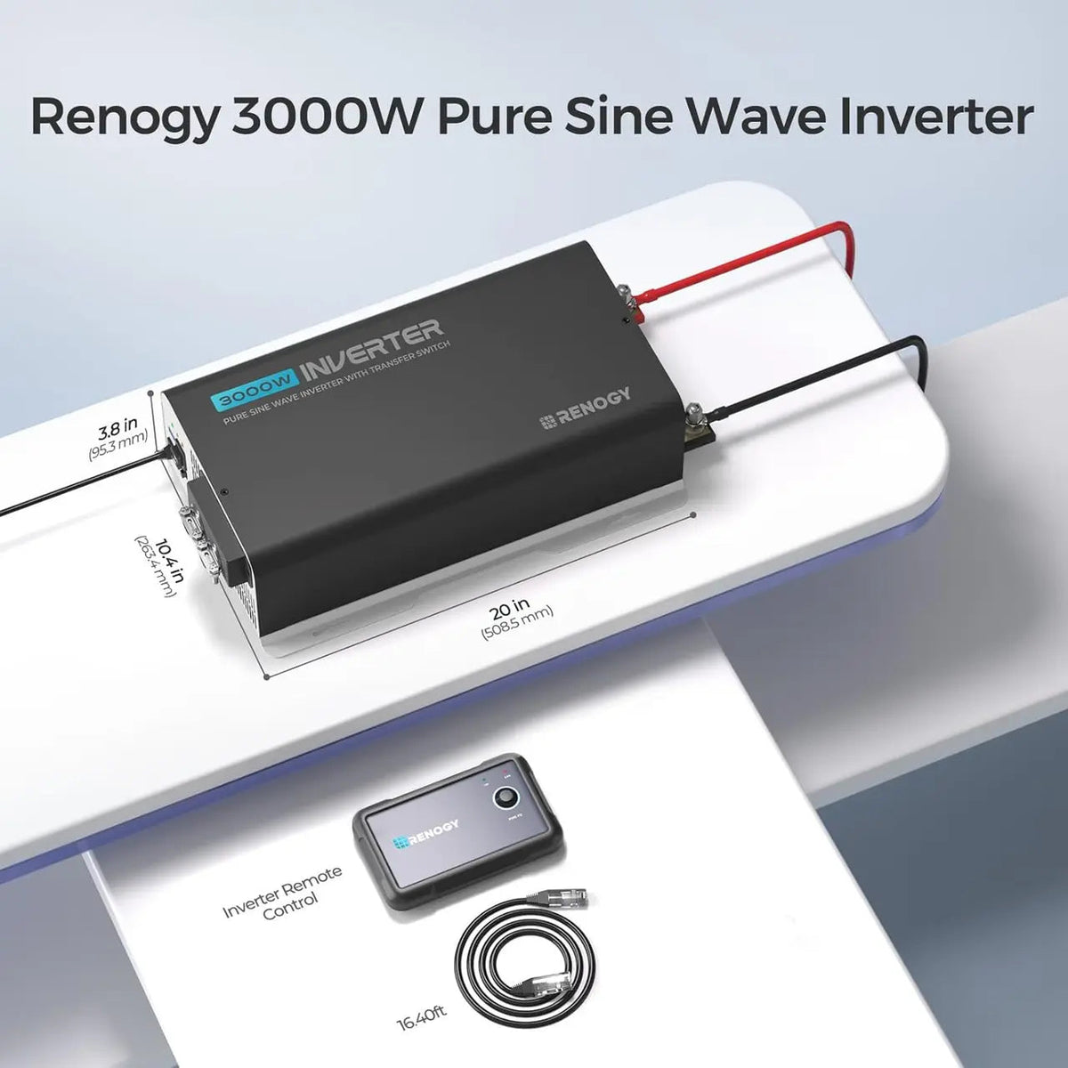 PUH 12V 3000W/2000W/1000W Pure Sine Wave Inverter with UPS Transfer Switch and Built-in Bluetooth Renogy